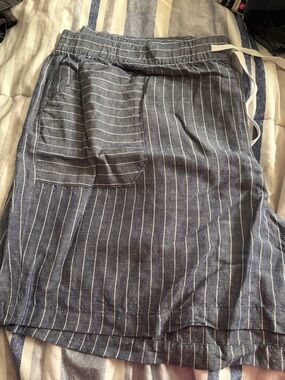 Lane Bryant Blue Pinstripe Flat Front Shorts